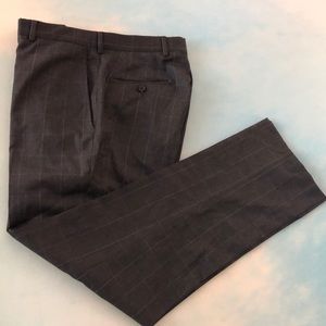 Wool Slacks WARREN OF STAFFORD Gray Windowpane